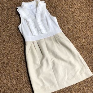 Ann Taylor Ruffle Neck A Line High Waist Dress